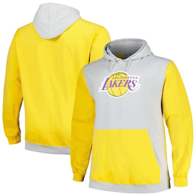 Fanatics Men's  Gold, Silver Los Angeles Lakers Big And Tall Primary Arctic Pullover Hoodie In Silver,gold