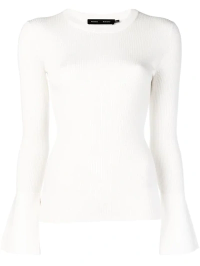 Proenza Schouler Contrast Cuff Silk & Cashmere Blend Sweater In Off White