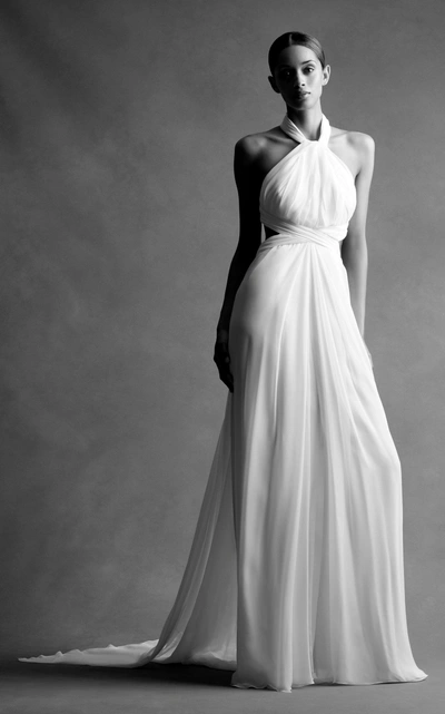 Brandon Maxwell Bridal M'o Exclusive: Chiffon Cross Back Gown In White