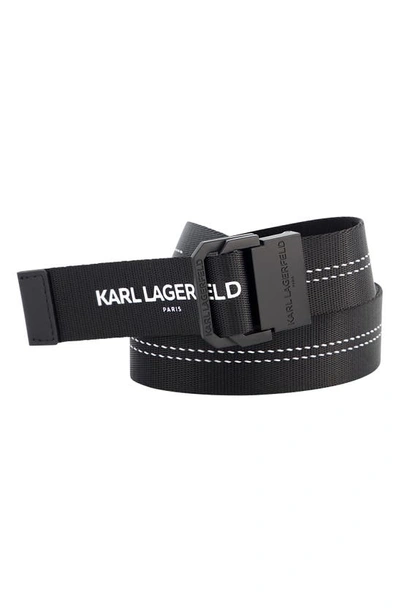 Karl Lagerfeld Stitch Logo Belt In Black