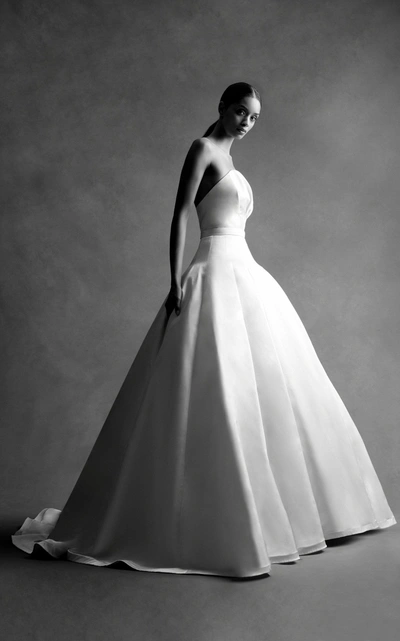 Brandon Maxwell Bridal M'o Exclusive: Strapless Bustier Ball Gown In White