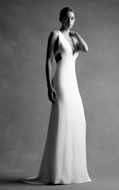 Brandon Maxwell Bridal M'o Exclusive: Deep V Open Back Gown In White