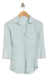 James Perse Three-quarter Sleeve Button-up Shirt In Oceanspray