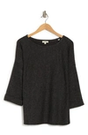 Max Studio Three-quarter Sleeve Rib Top In Bkchr348