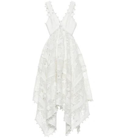 Zimmermann Corsage Embellished Silk-blend Midi Dress In Ivory