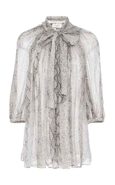 Zimmermann Corsage Fluted Blouse In Python