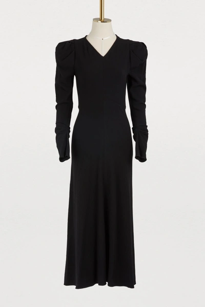 Isabel Marant Abi Gathered Crepe Midi Dress In Black