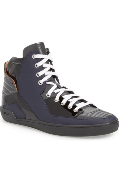 Bally Etman Rubberized Leather High-top Sneaker, Dark Gray In Dark Grey ...