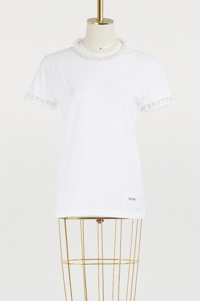 Miu Miu Embroidered T-shirt In White