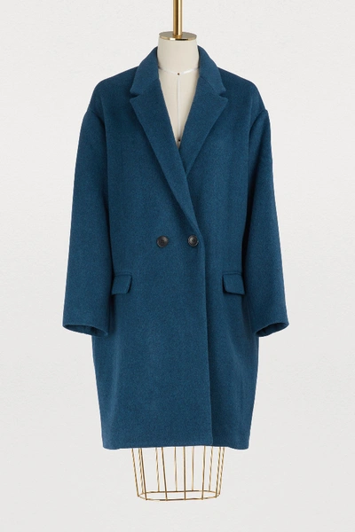 Isabel Marant Wool And Cashmere Filipo Coat In Greyish Blue