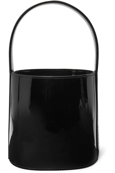 Staud Bissett Patent-leather Bucket Bag In Black