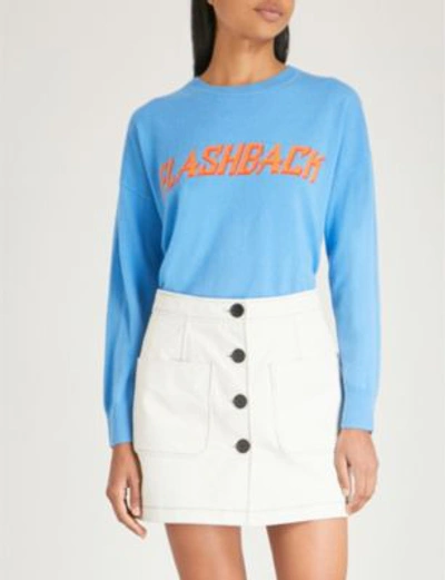 Sandro Childhood Flashback Wool & Cashmere Graphic Sweater In Blue