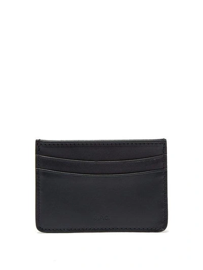 Apc A.p.c. - Andre Leather Card Holder - Mens - Navy In Iakdknavy