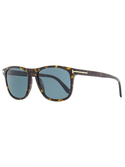 Tom Ford Unisex Rectangular Sunglasses Tf930 Gerard-02 52v Dark Havana 56mm In Blue