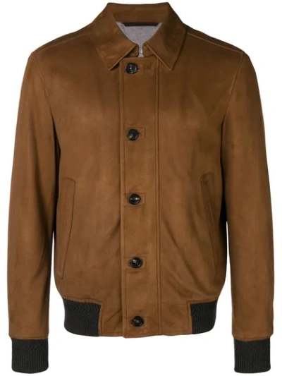 Ermenegildo Zegna Men's Suede Bomber Jacket In Tobacco