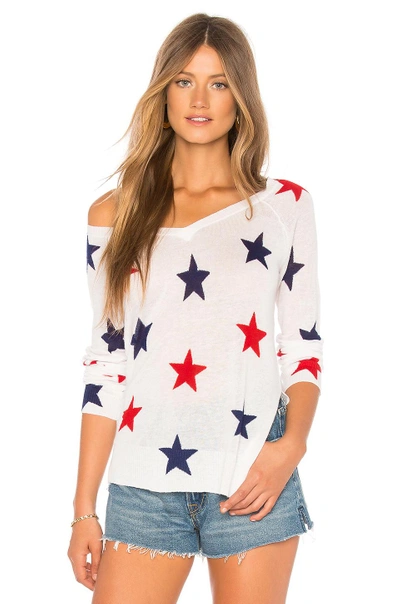 Central Park West Red Rock Linen Star Sweater In Multi