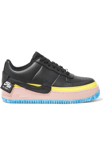 Nike Air Force 1 Jester Xx Color-block Textured-leather Platform Sneakers In Black