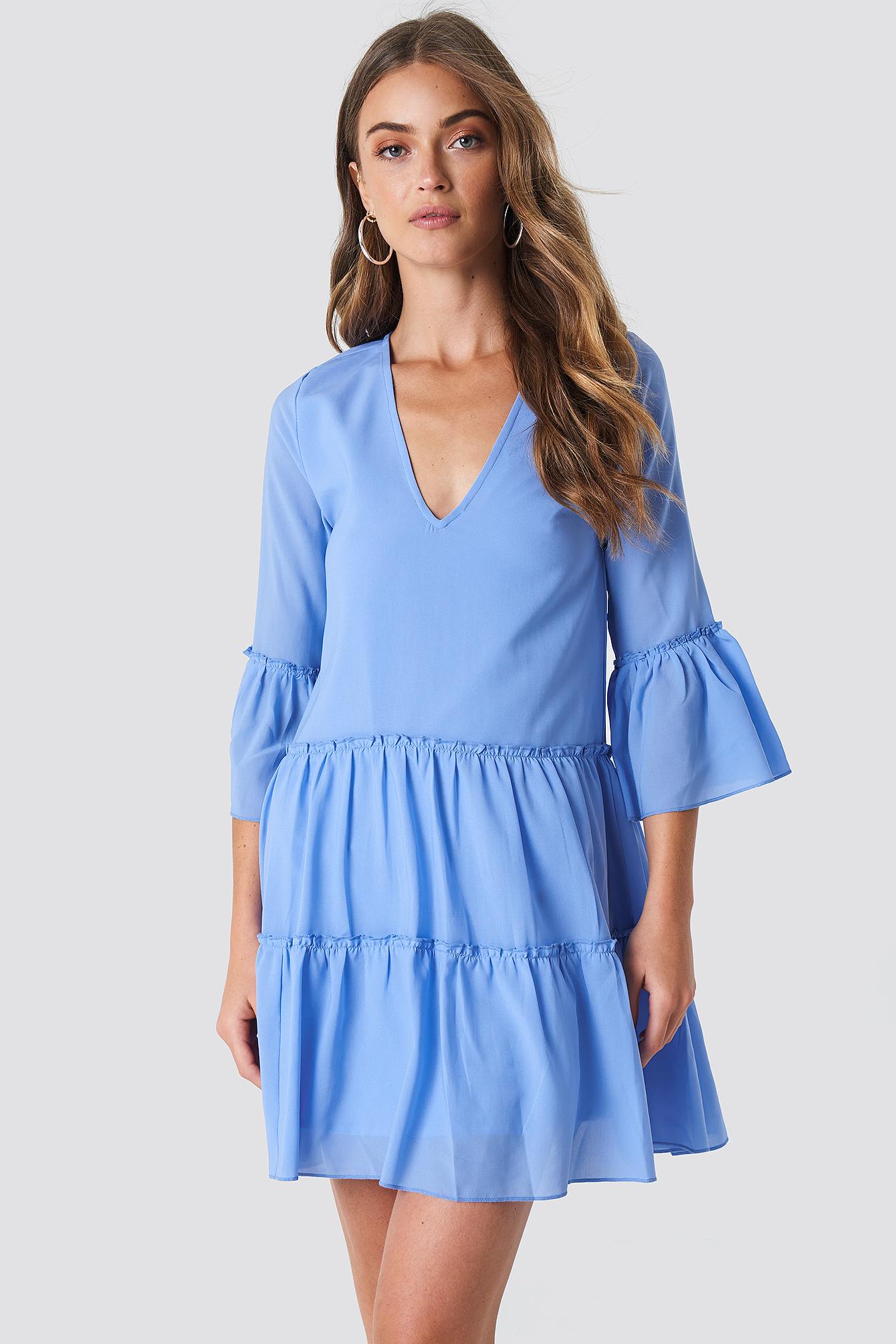 light blue ruffle mini dress