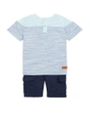 7 For All Mankind Baby Boy's Two-piece Crewneck Tee And Cargo Shorts Set In Heather Blue
