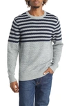 The Normal Brand Cotton Piqué Sweater In Grey/ Navy