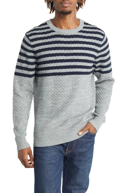 The Normal Brand Cotton Piqué Sweater In Grey/ Navy
