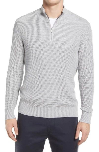 The Normal Brand Waffle Knit Quarter Zip Pullover In Grey