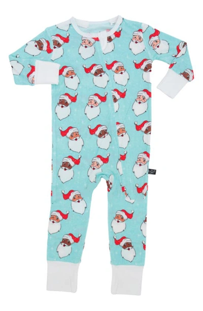 Peregrinewear Babies' Santa Print Fitted One-piece Pajamas In Turquoise