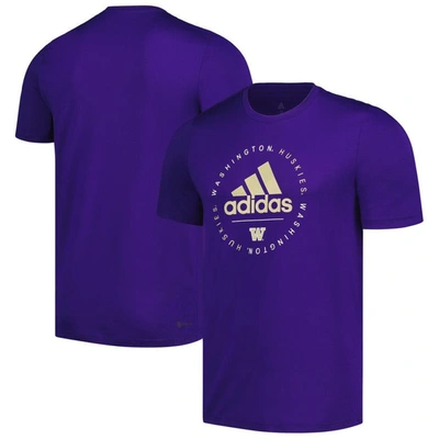 Adidas Originals Adidas Purple Washington Huskies Stripe Up Aeroready Pregame T-shirt