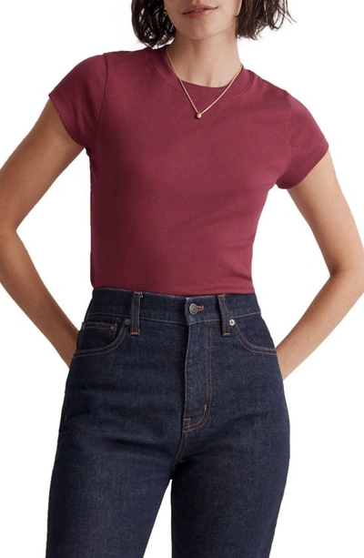 Madewell Brightside Rib T-shirt In Mulberry Wine