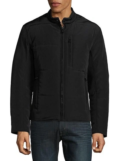 Andrew Marc Quilted Moto Jacket In Black
