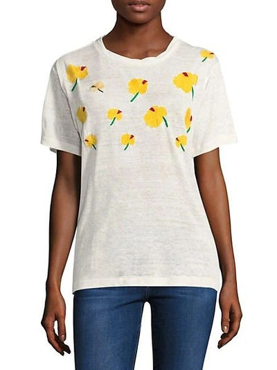Banner Day Hawaiian Hibiscus-patterned Tee In White