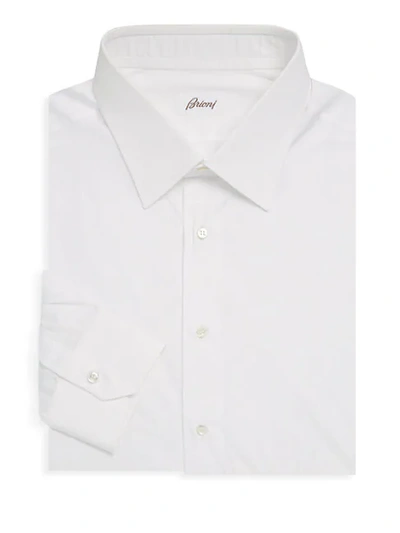 Brioni Stripe Cotton Shirt In White