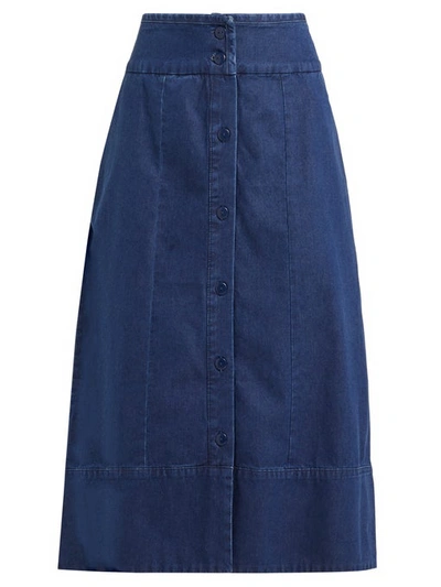 Apc Knight Button-through Denim Skirt In Blue