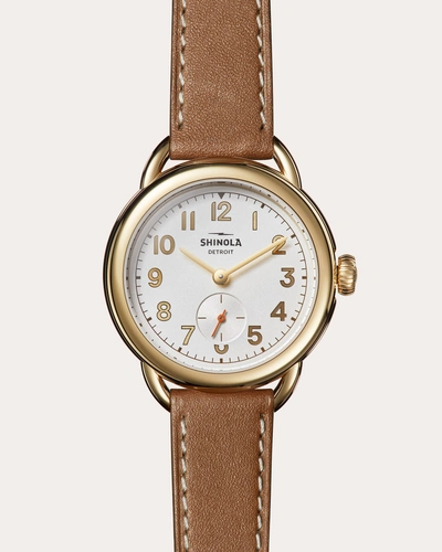 Shinola Women's Runabout 36mm Tan Leather-strap Watch In Silver