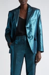 St John St. John Evening Metallic Stretch Blazer In Dark Teal Multi