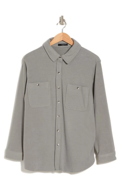 T Tahari Brushed Long Sleeve Button-up Shirt In Concret Green