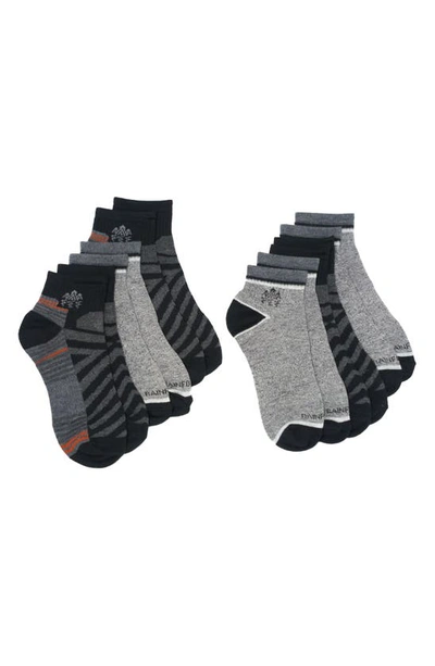 Rainforest Flat Knit Pack Of 6 Ankle Socks In Char/ Grey