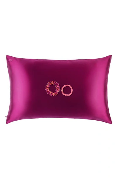 Slip Blossom Nights Pillowcase & Scrunchies Set Usd $108 Value In Pink