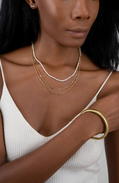 Adornia Seed Imitation Pearl Layered Necklace In Gold