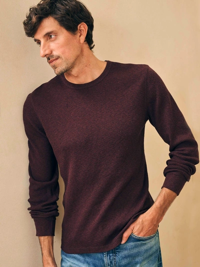 Faherty Thermal Surplus Crew T-shirt In Deep Merlot Heather