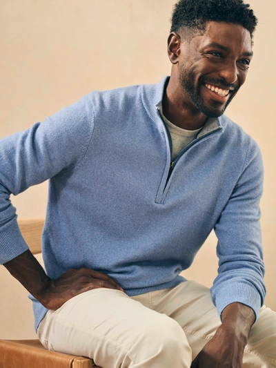 Faherty Jackson Quarter Zip Sweater In Blue Sky Heather