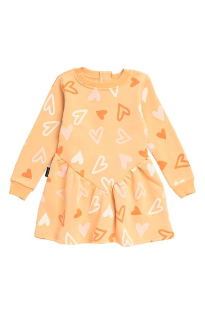 Dot Australia Kids' Hearts Long Sleeve Panel Dress In Light Peach