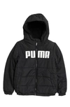 Puma Kids' Hooded Puffer Jacket In Black