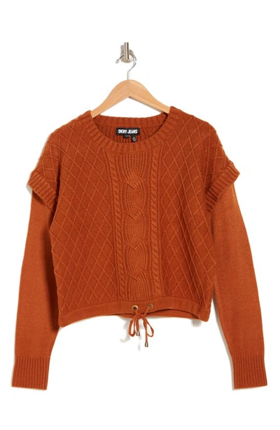 Dkny Cable Knit Sweater In Roasted Pecan