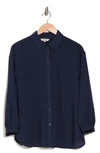 Max Studio Grid Textured Long Sleeve Button-up Shirt In Sapphire