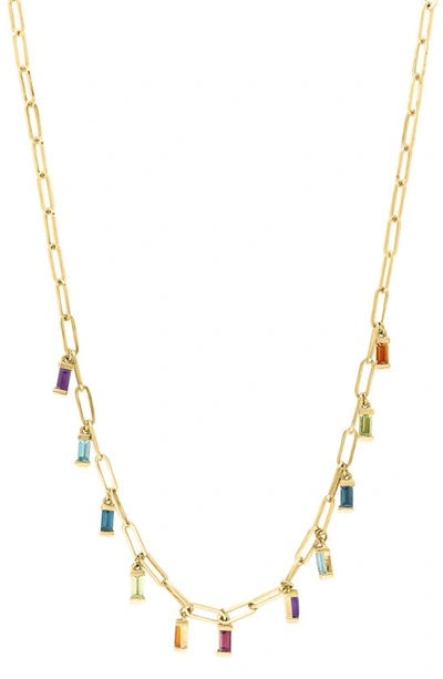 Effy 14k Gold Stone Chain Necklace In Blue/ Green/ Orange Multi