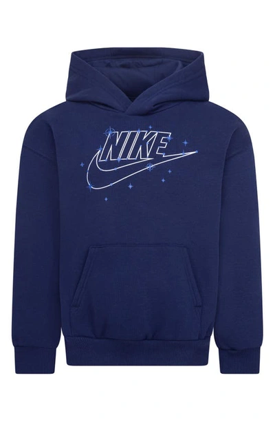 Nike Kids' Shine Logo Pullover Hoodie In Midnight Navy