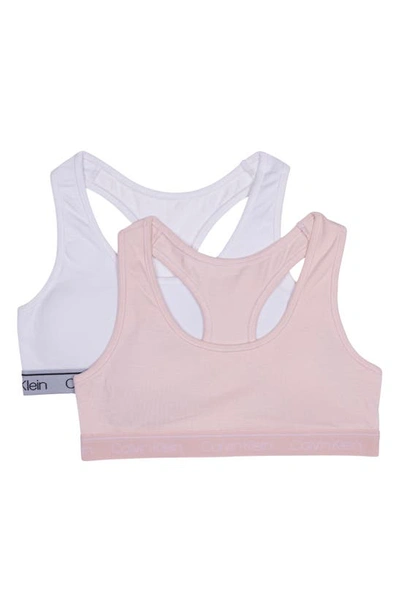 Shop Calvin Klein Kids' Assorted 2-pack Racerback Bras In Crystal Pink/ White