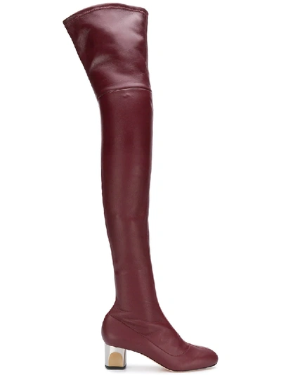 Alexander Mcqueen Leather Over-the-knee Boots 45 In Red