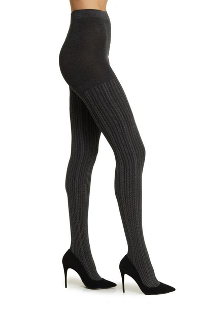 Nordstrom Cable Stitch Sweater Tights In Charcoal Heather